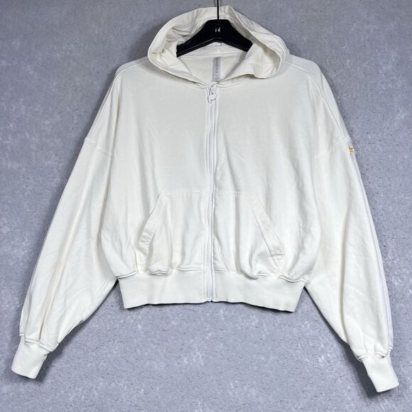 Fabletics Hoodie Womens Size Medium Offwhite Full Zip Sweatshirt Hoodie - Picture 3 of 12